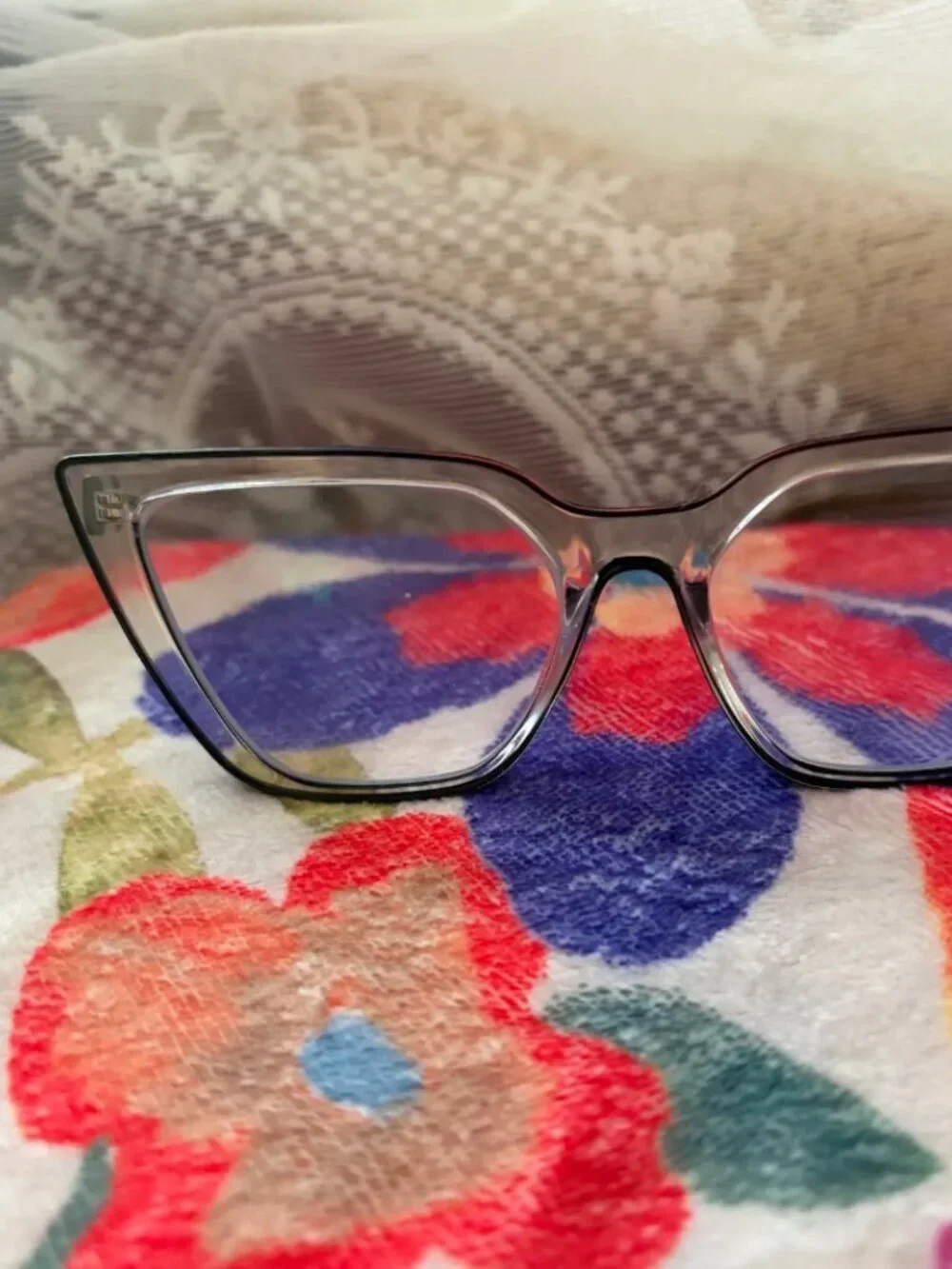 Anthropologie Smoke Gray Oversized Cat Eye Reading Glasses 2.5